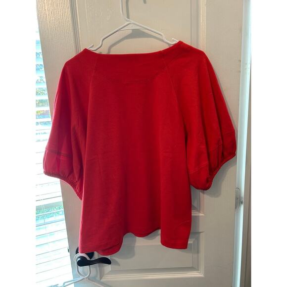 Set of 3!  Free Assembly red, blue and white striped and white puff sleeve knits - Picture 7 of 12